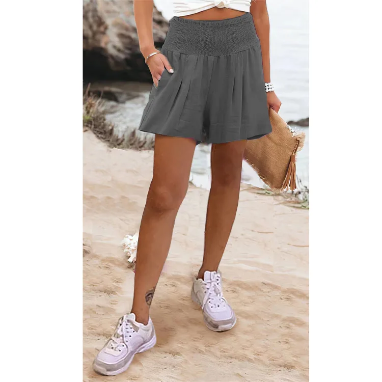 2023 New Women's Solid Color High Waist Shorts Casual Pants Summer Fashion Loose Versatile Shorts Female & Lady Clothing