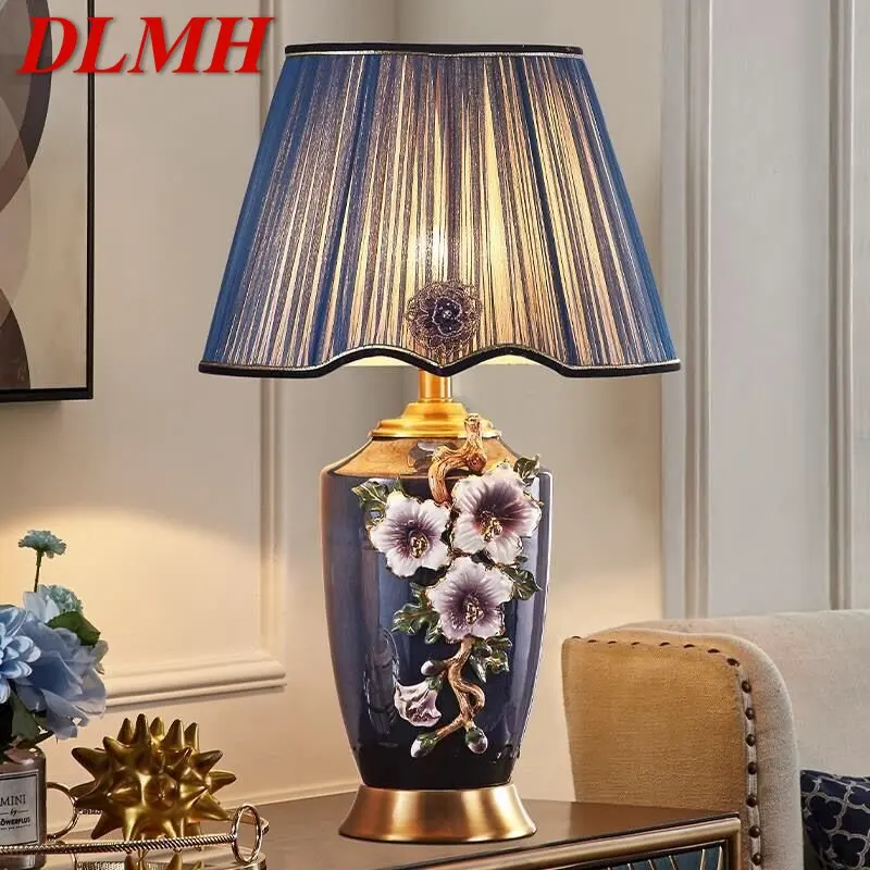 

DLMH Modern Ceramics Table Lamp LED Vintage Creative Luxury Brass Desk Light For Home Living Room Study Bedroom Bedside