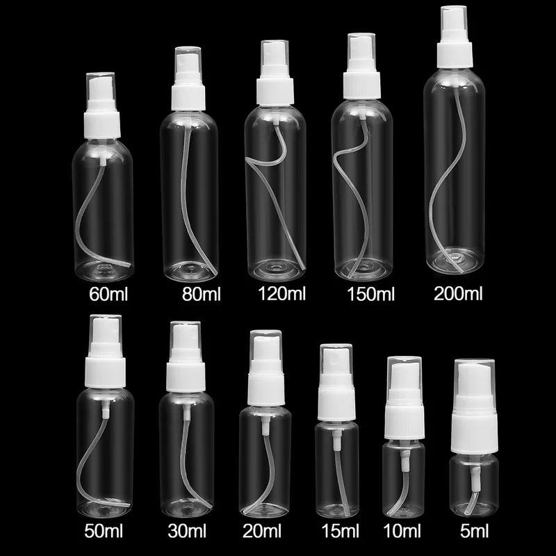 

Various Sizes Plastic Perfume Atomizer Small Sprayer Bottle Travel Transparent Refillable Bottles Disinfection Moisture Bottle