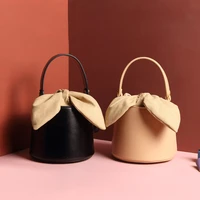 fashionable design genuine leather bag bucket bag for female 2022 new bow elegant shoulder womens crossbody vintage handbags