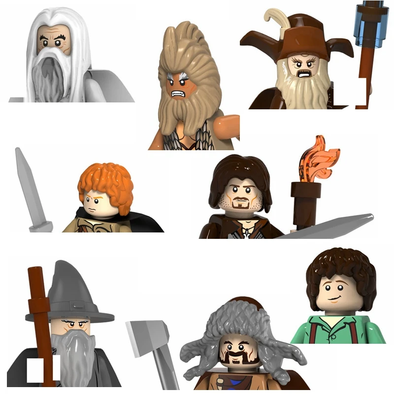 

Moc Хоббит Мини фигурки героев, строительные блоки, солдаты, игрушки, куклы, детские сборные подарки, кольцо на Хэллоуин, аниме, Обучающие