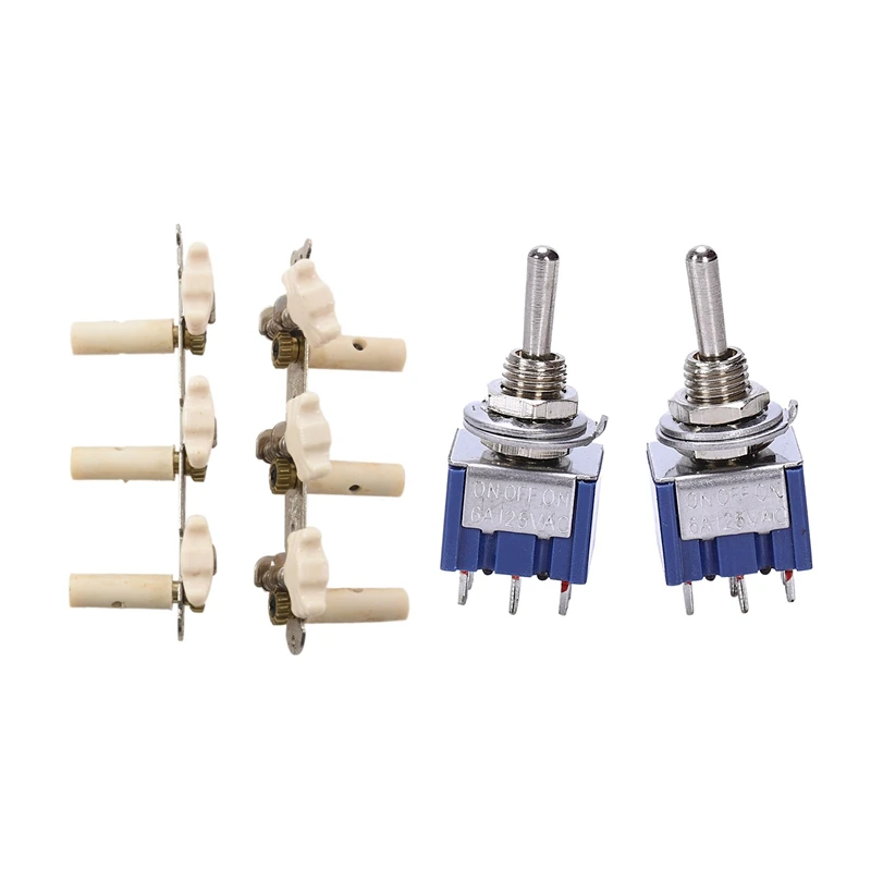 

2X Classic Guitar String Tuning Pegs Tuners & 2X AC 125V 6A 6 Pin Spdt On/Off/On 3-Way Mini Toggle Switch