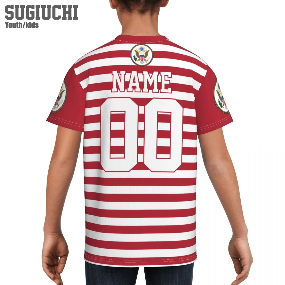 Пользовательское имя номер флаг США эмблема 3D футболки для детей молодежные