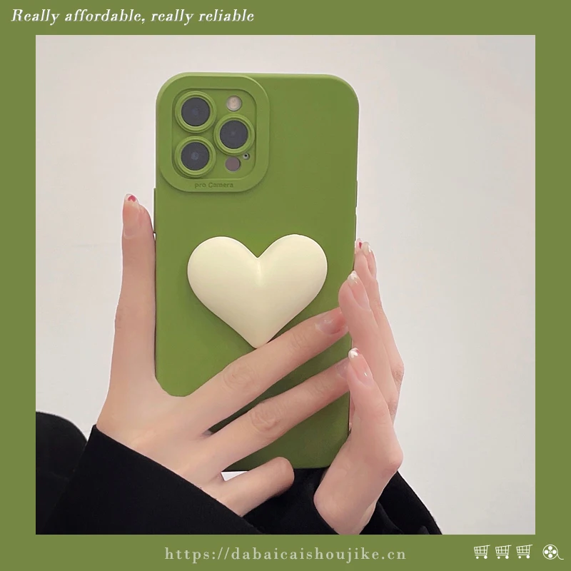 

Simple Olive Green LoveFor iphone12promaxApple11/13Phone CasexrWomen'sx/xsSoft78p