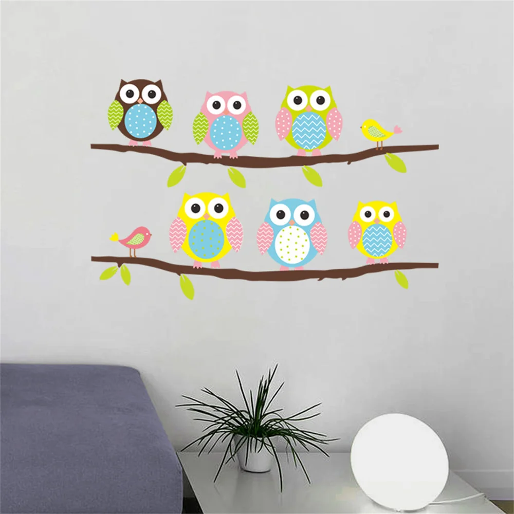 

Wall Sticker for Kids Rooms Home Decor Living Room Decoration Mural Decal Child Stickers Wallpaper Tree Vinyl Animal Cartoon Owl