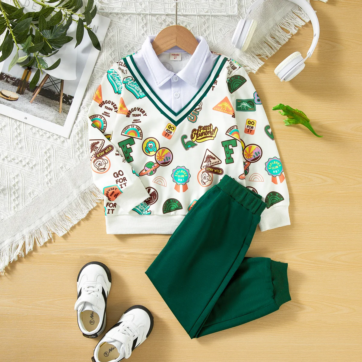 Осенний Комплект Из Двух Предметов Hibobi Для Мальчиков Свитшот С Длинными Рукавами