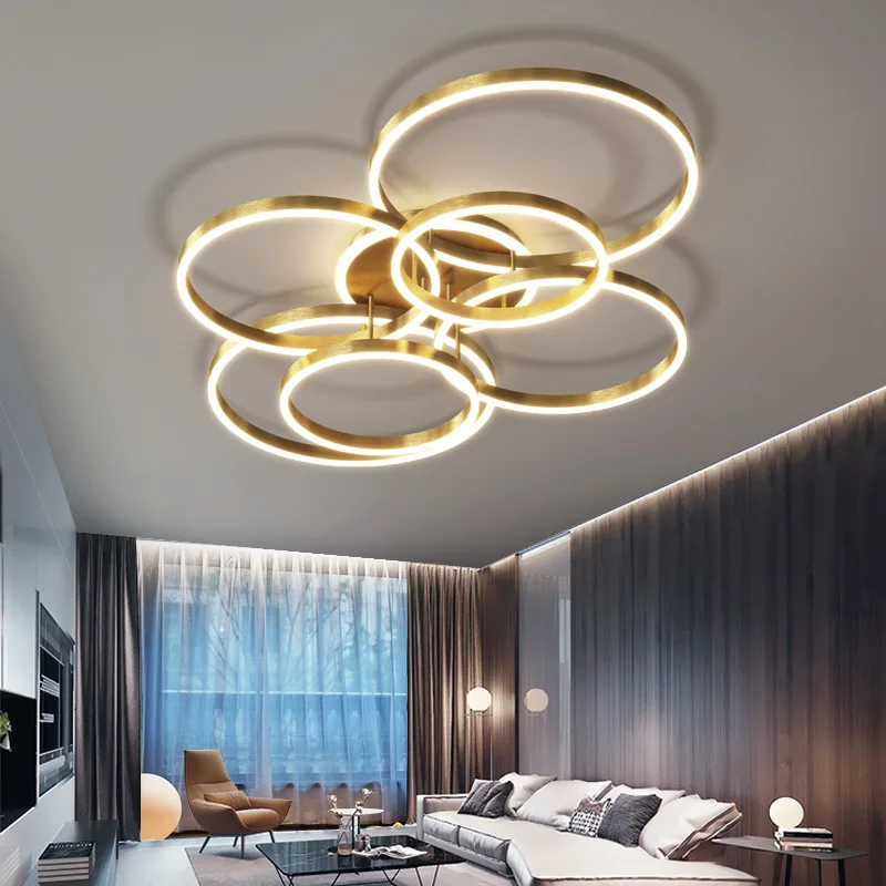 

Modern LED Ceiling Chandelier Lighting for Living Bedroom Ring Pendant Lamp Postmodern Simple Lustre Foyer Chandeliers