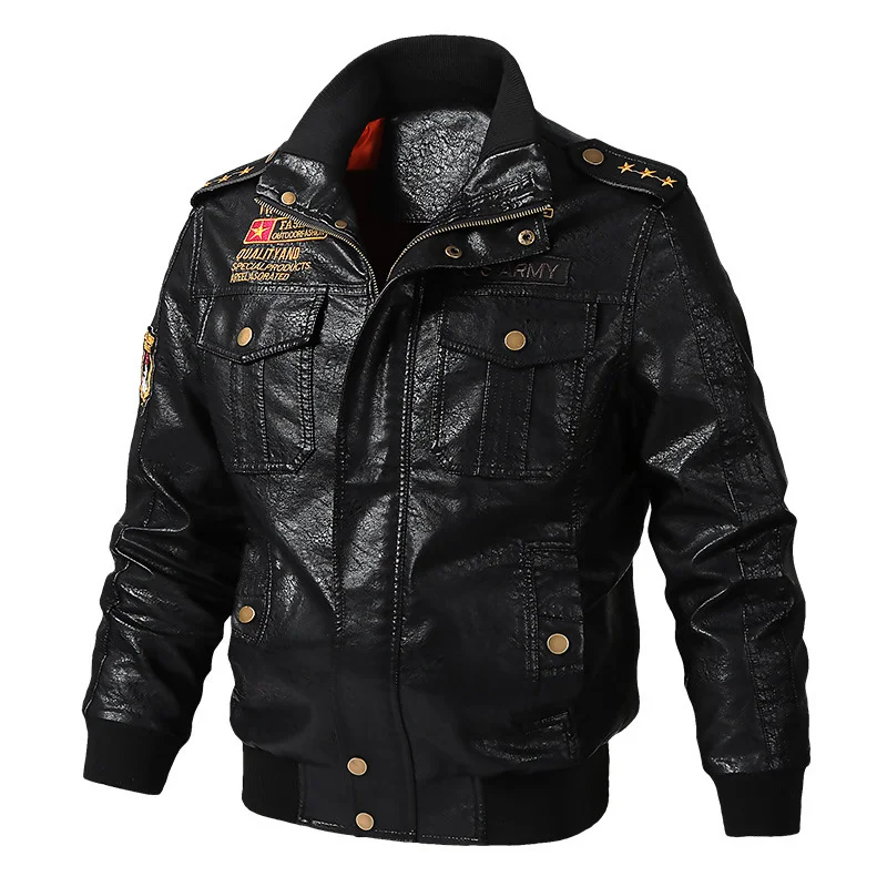 

Мужская куртка из ПУ кожи, черная Повседневная мотоциклетная куртка свободного покроя, с несколькими карманами, весна-осень 2021