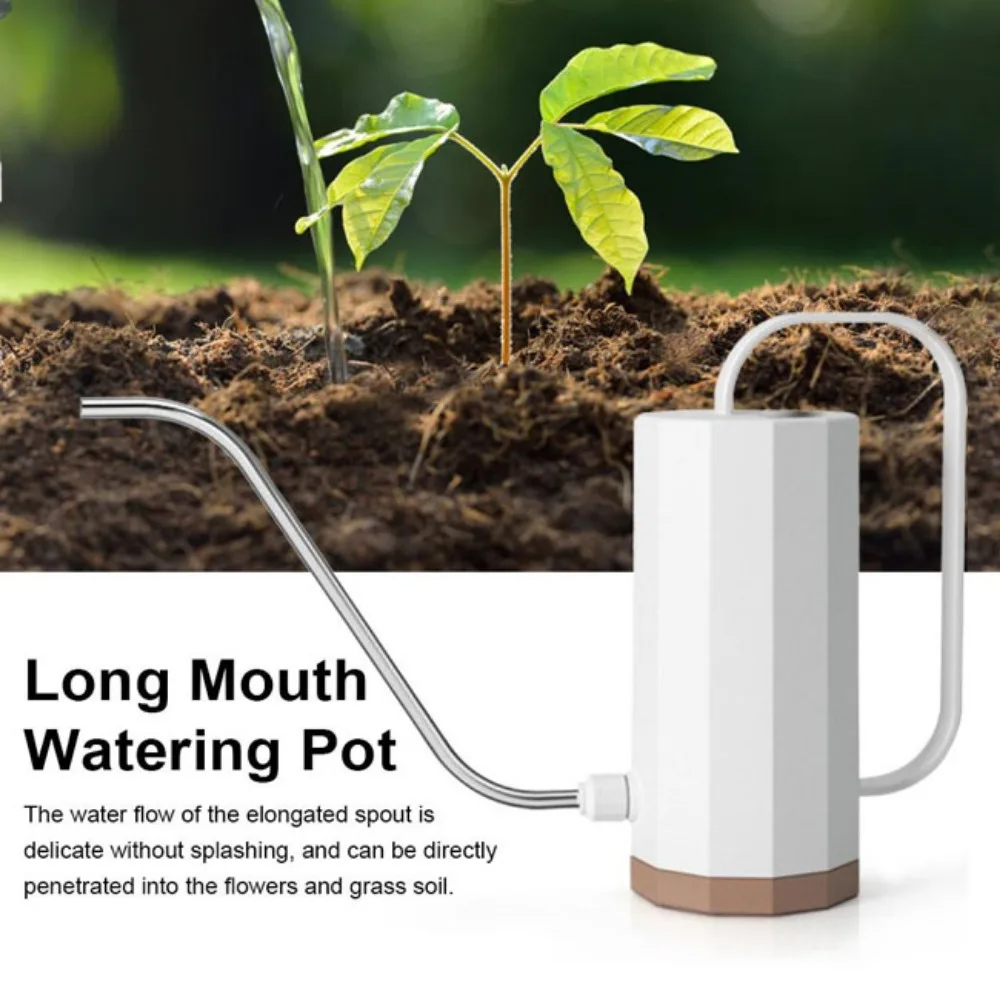 

1.2L Long Mouth Flowers Watering Can Flower Potted Watering Kettle Stainless Steel Curved Mouth Plant Sprinkler Gardening Tools
