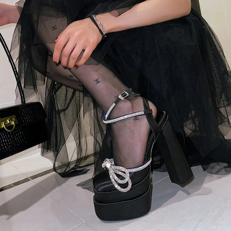 

2022 New Sexy Comfortable Platform Pumps Women Ultra High Stiletto Heels 15CM High Heel Shoes Woman Rhinestone Party Pump Shoe