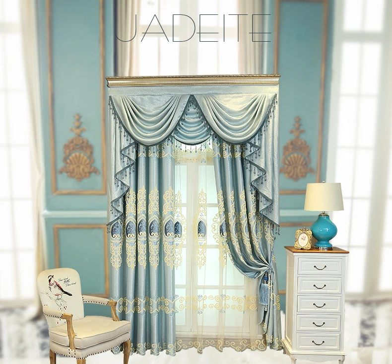 Роскошные европейские шторы из ткани для гостиной спальни бархатные с вышивкой