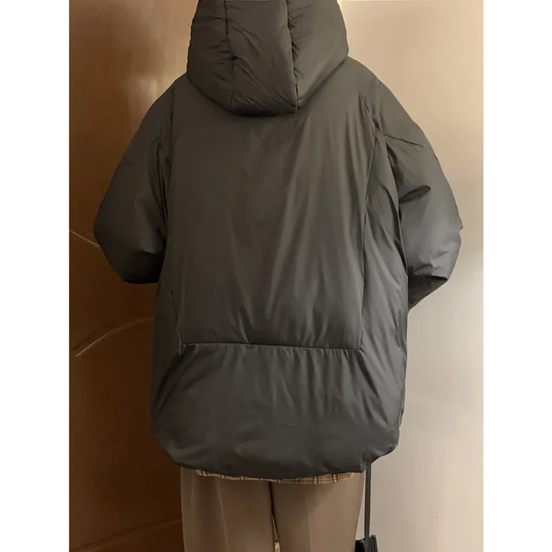 Winter Jacket Men Warm Fashion Black Thicken Hooded Down Jacket Men Streetwear Korean Loose Thick Short Coat Mens Parker Clothes