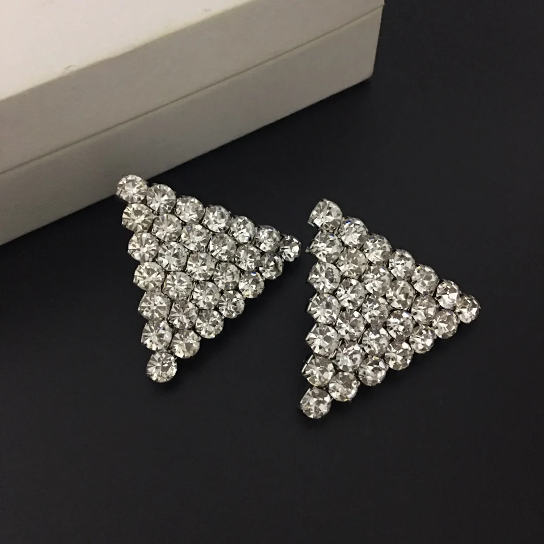 

2022AR Fashion Jewelry Party Full Triangle Silver Diamond Sparkles Women's Earrings