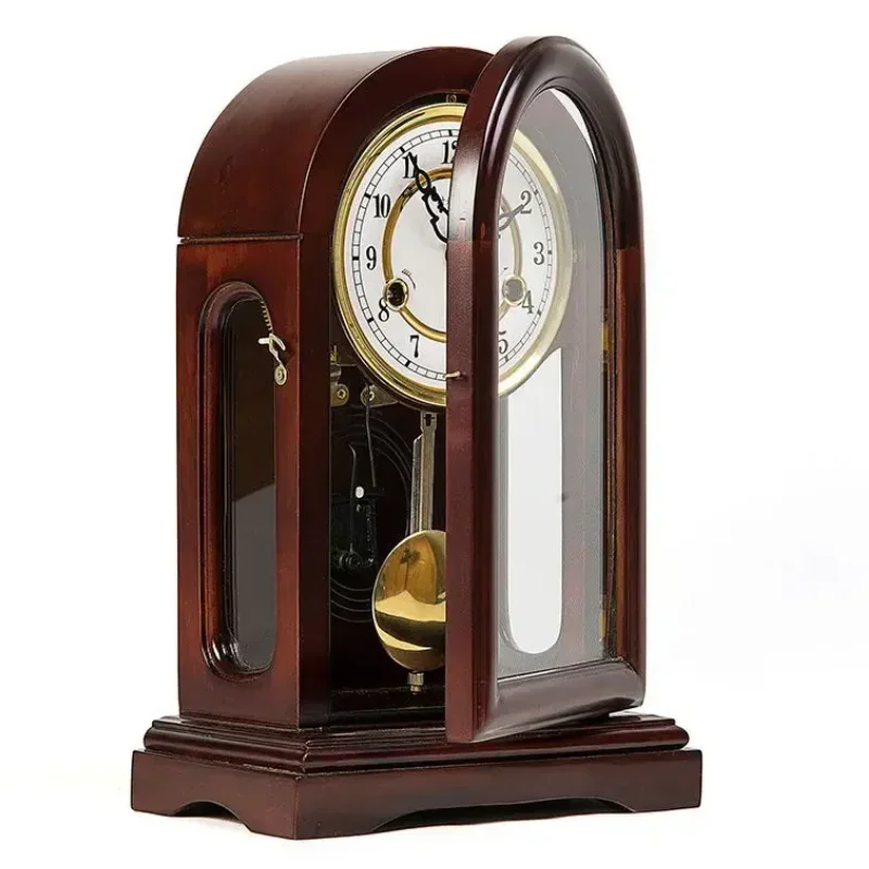 Ретро настольные часы с колокольчиком механические деревянные маятником для