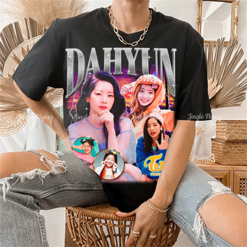 Ретро футболка большого размера Dahyun Kpop подарок для футболки He And his Rap Hiphop