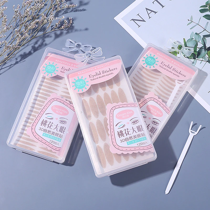 

120Pcs Invisible Double Eyelid Sticker Transparent Gauze Mesh Lace Invisible Self-adhesive Eyelid Tape Sticker Makeup Tool