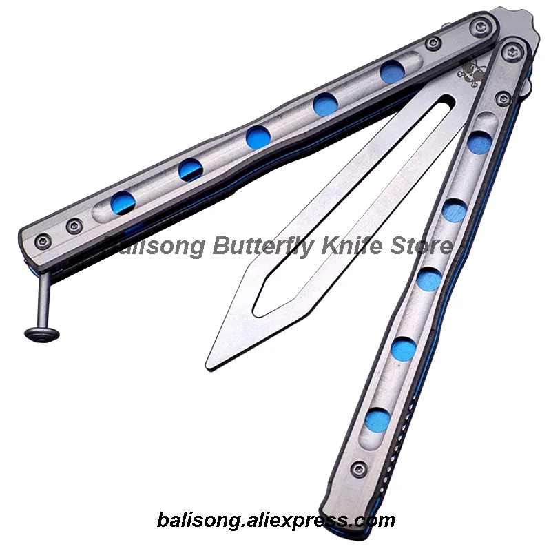 Theone BM51 V6 Clone Balisong Flipper Trainer Butterfly Knife Titanium Handle D2 Blade Bushings System Outdoor Safe EDC Knife