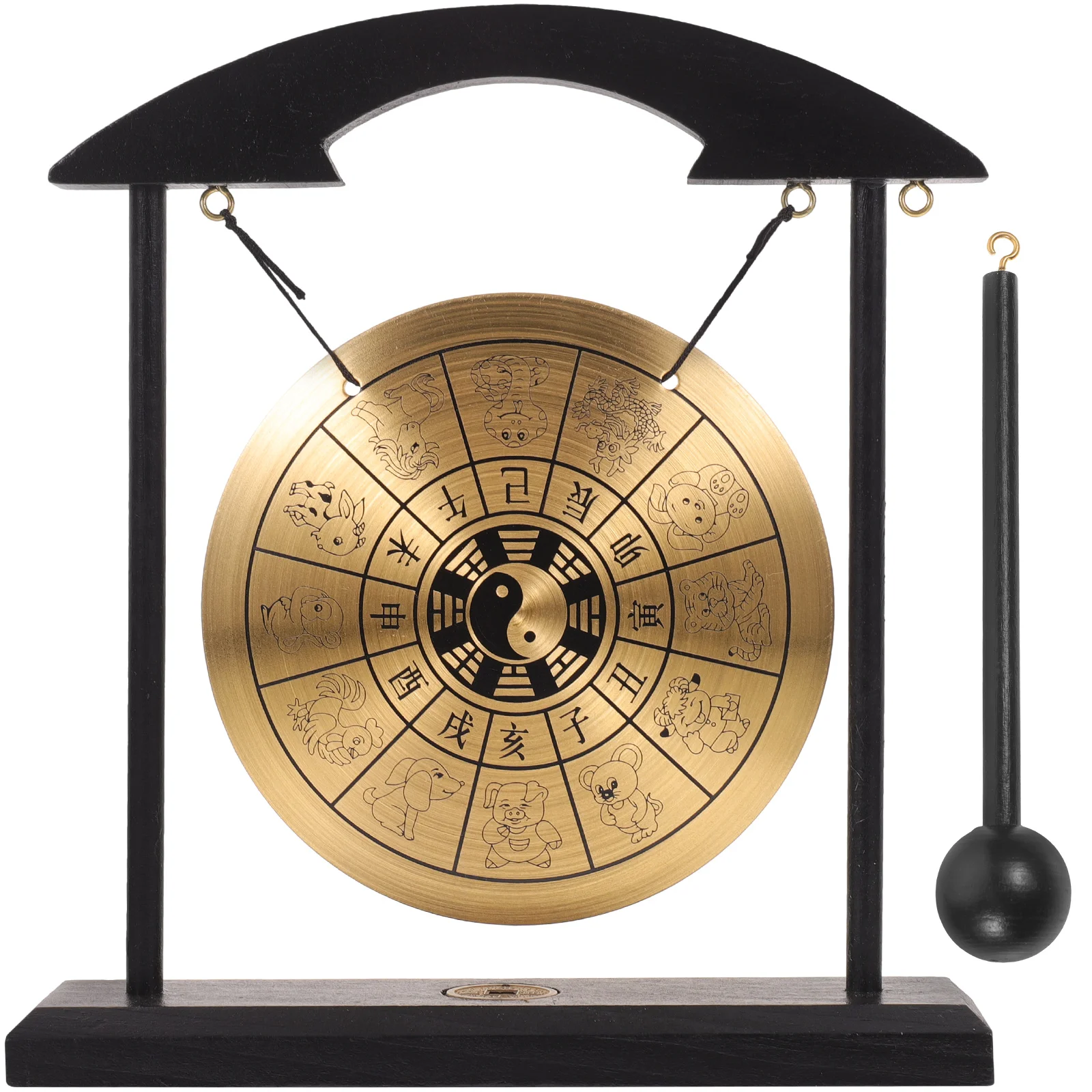 

Gong Display Chinoiserie Decor Chinese Zodiac Gong Ornaments Dragon Chinese Gong Chinese Brass Gong Alloy Vintage Gong
