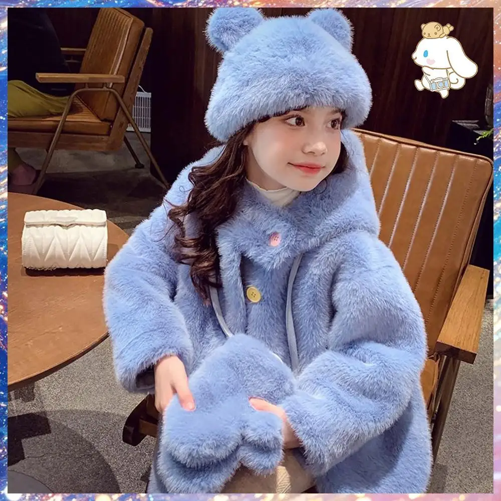 Kawaii новые зимние детские куртки из искусственного меха модная длинная хлопковая
