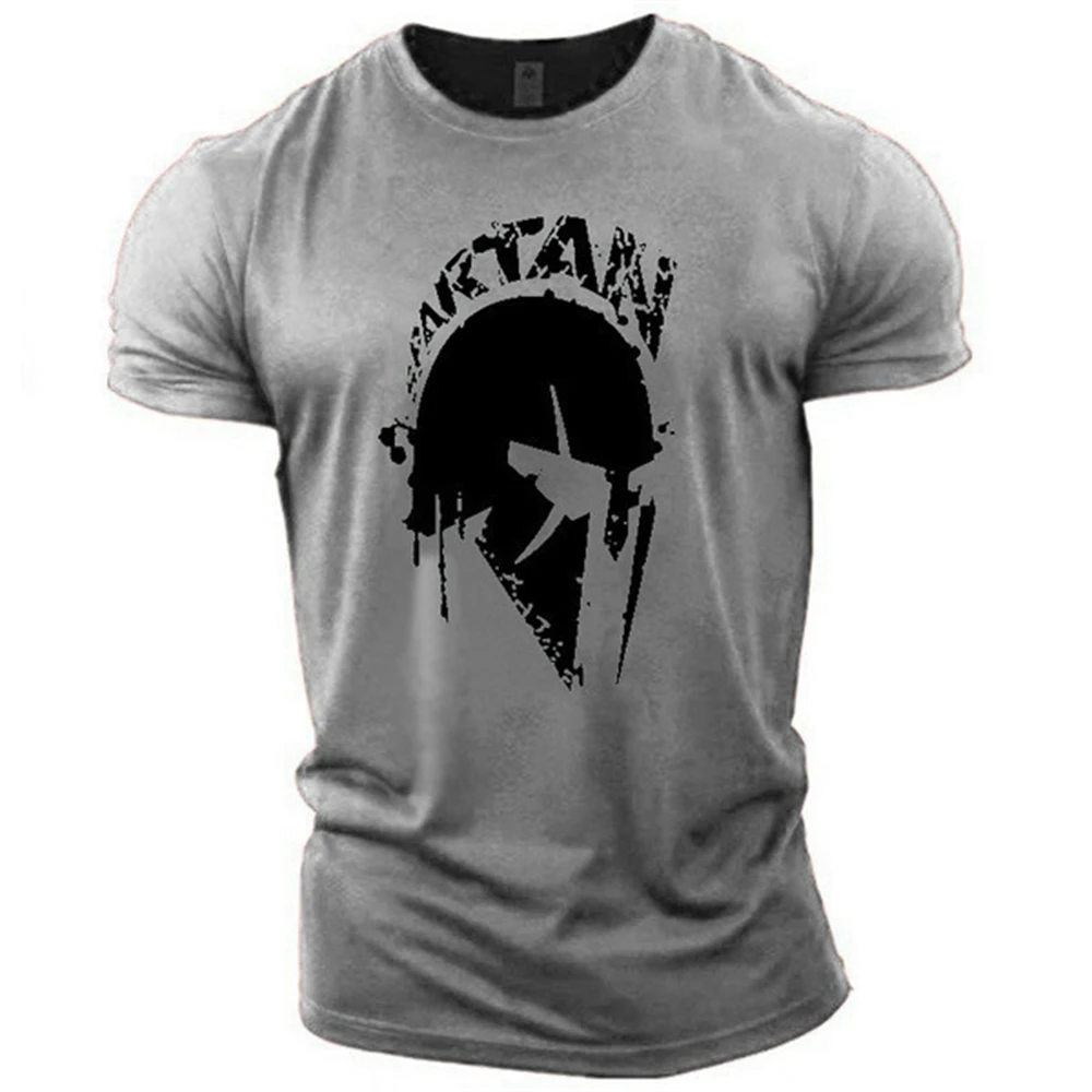 

2023 Cotton O-neck Vintage Men's T-Shirt Spartan Print 3D Summer Short Sleeve Tops Streetwear Oversized Tee Shirt Men Clothes