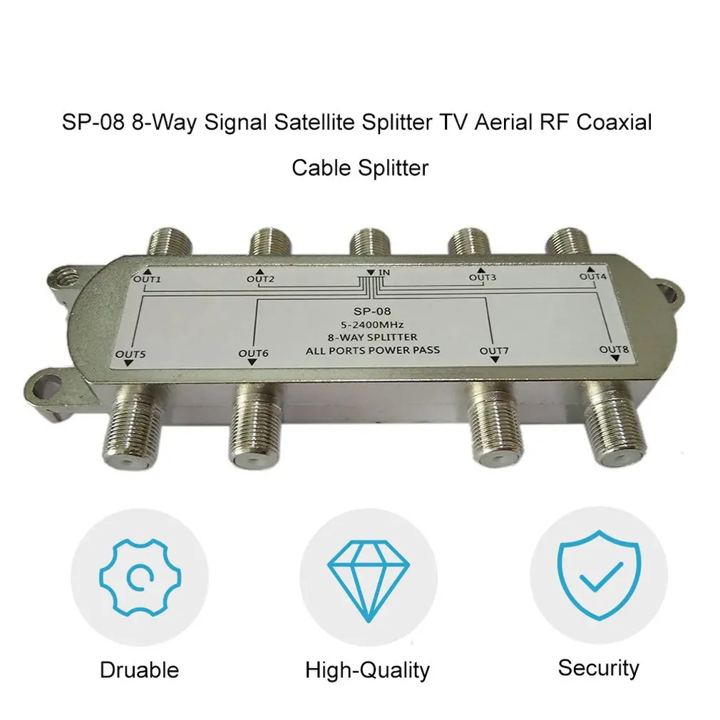 

Hot New SP-08 8-Way Signal Satellite Splitter TV Aerial RF Coaxial Cable Splitter Wholesale Arrival durable Fast Delivery