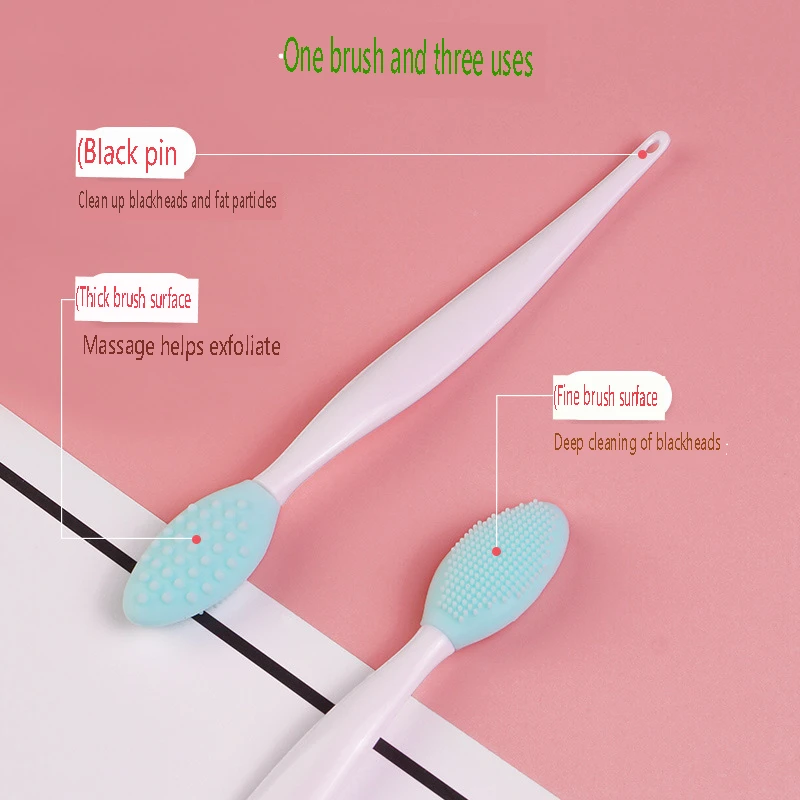 

1PC Wash Face Silicone Brush Exfoliating Nose Clean Blackhead Removal Brushes Tools With Replacement Head