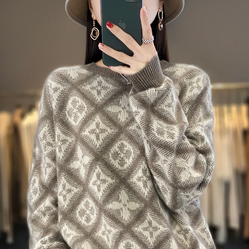 

100% кашемировый шерстяной свитер женский осенне-зимний новый корейский модный вязаный пуловер с круглым вырезом мягкий удобный Свободный Топ для женщин