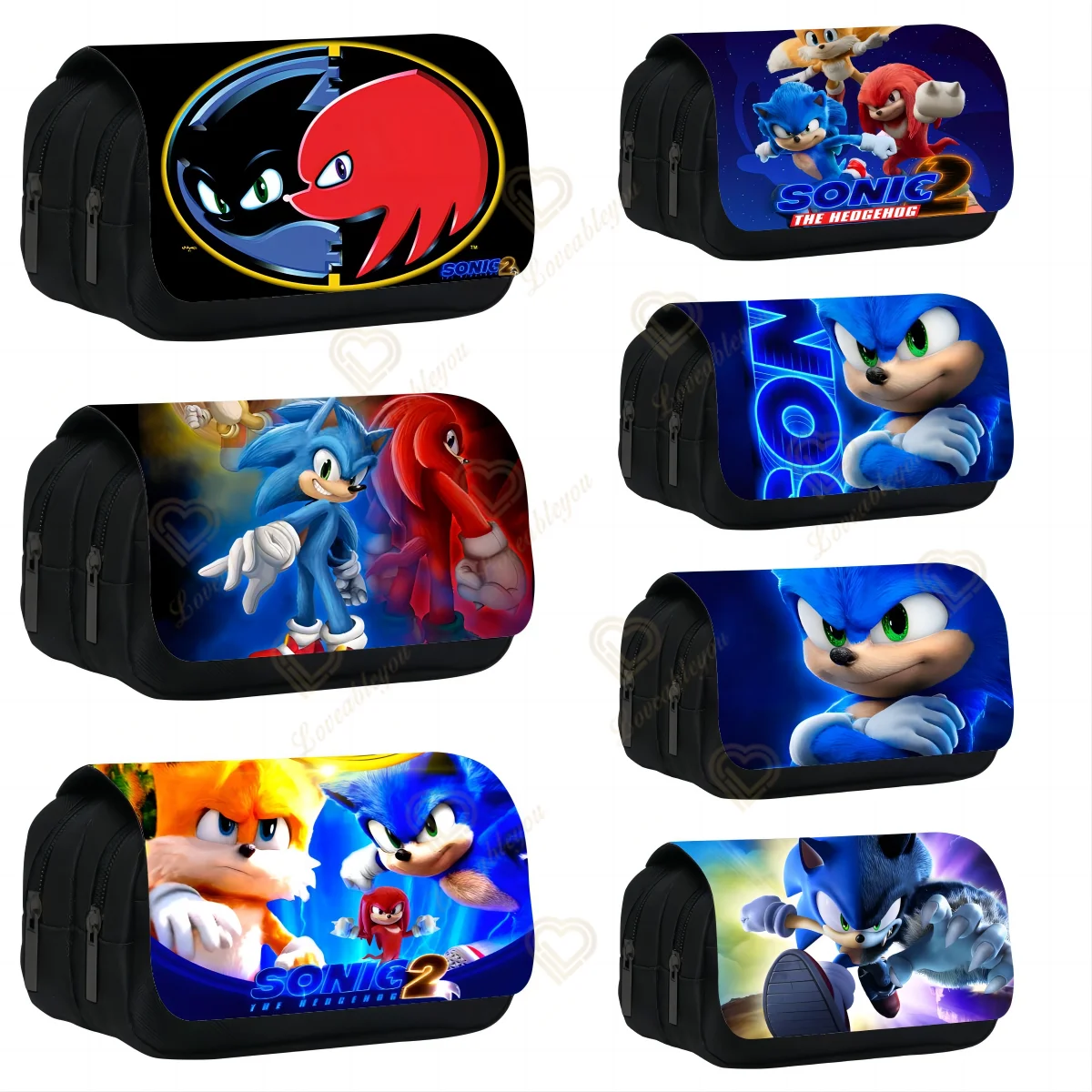

Sonic Double-layer Large-capacity Pencil Case Anime Toy 3D Printing Student Pencil Case Hedgehog Boy Girl Student School Gift