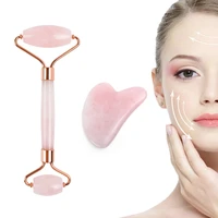rose quartz roller slimming face massager lifting tool natural jade facial roller skin beauty care set for birthday gift no box