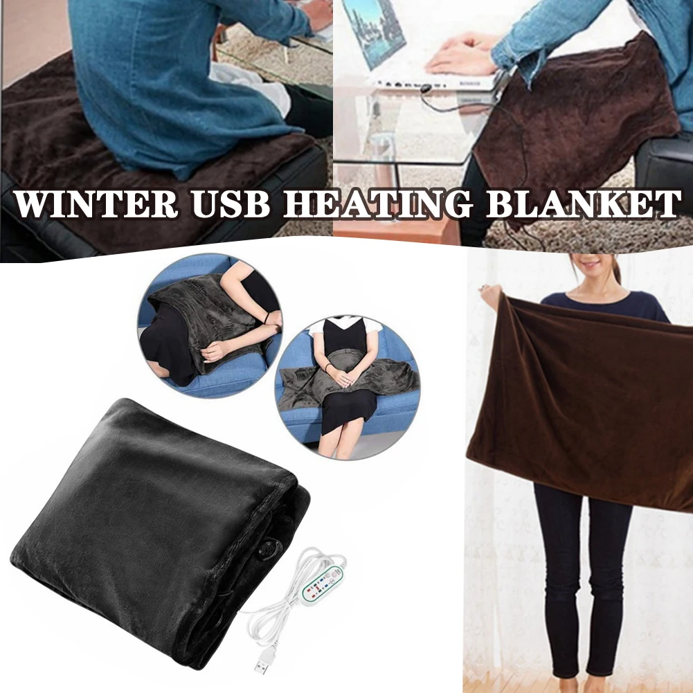 

Электрическое одеяло, переносной плюшевый ковер с подогревом, Быстрое нагревание, зарядка через Usb, для дома и офиса, 100x65 см