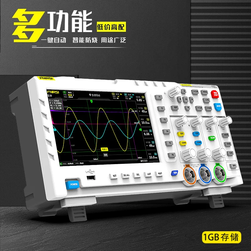 

Digital oscilloscope fnirsi-1014d dual channel 100m bandwidth 1gs sampling signal generator