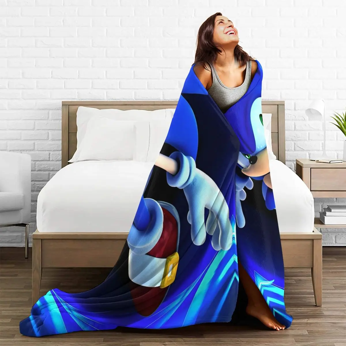 S-Sonic одеяло в стиле ретро с героями мультфильмов японское крутое Фланелевое