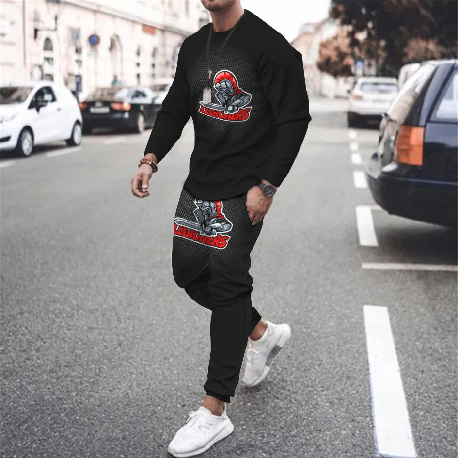 

Men's Summer Knight Short Sleeve Trend Retro tshirts 3D Print Men Suit Tshirt Long Pants 2 Piece Sets Sport Trousers Tracksuit