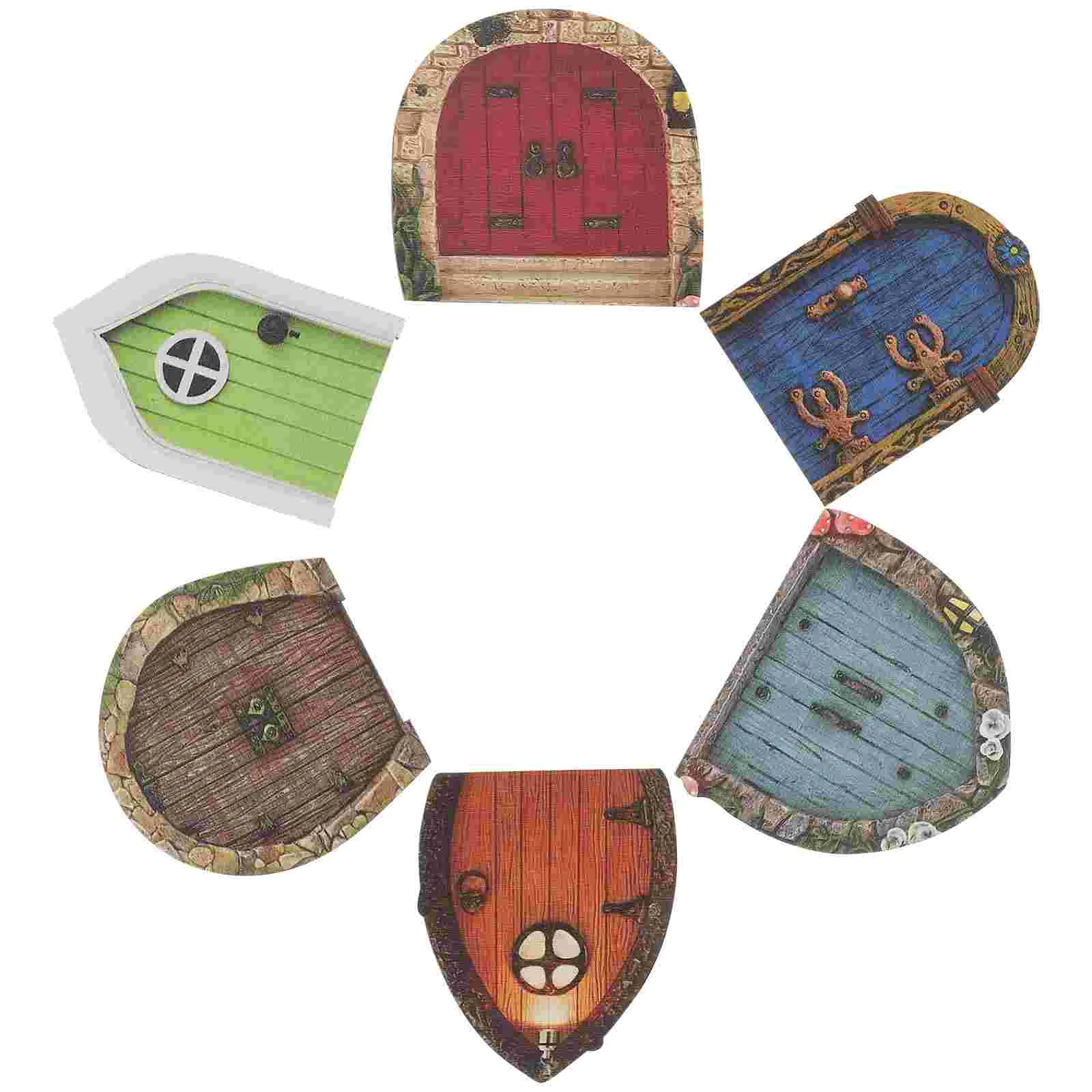 

6 Pcs Mini Fairy Doors Miniature Furniture Elf Garden Decoration Mini Door Miniature Fairy Figurines