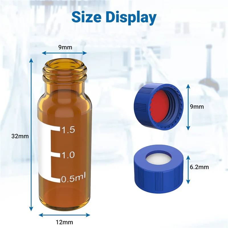 2 мл флаконы для автопробоотборника в упаковке 100-жхвд 9-425 янтарные с синими