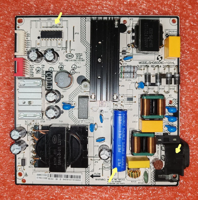DLBT054 SHG6004C-101HL оригинальная плата питания телевизора 3 характеристики проверка и