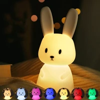 usb silicone led rabbit night light kids animal cartoon cute bunny lamp gifts for nursery girls boys toddler kawaii room decor