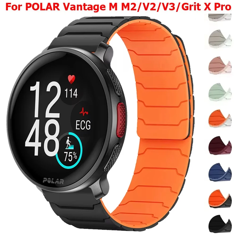 Фото Магнитный силиконовый ремешок для POLAR Vantage M2/V3, ремешки для браслета Polar Grit X Pro, 22 мм, ремешок для часов Vantage V 3/M/M2/M3 №1
