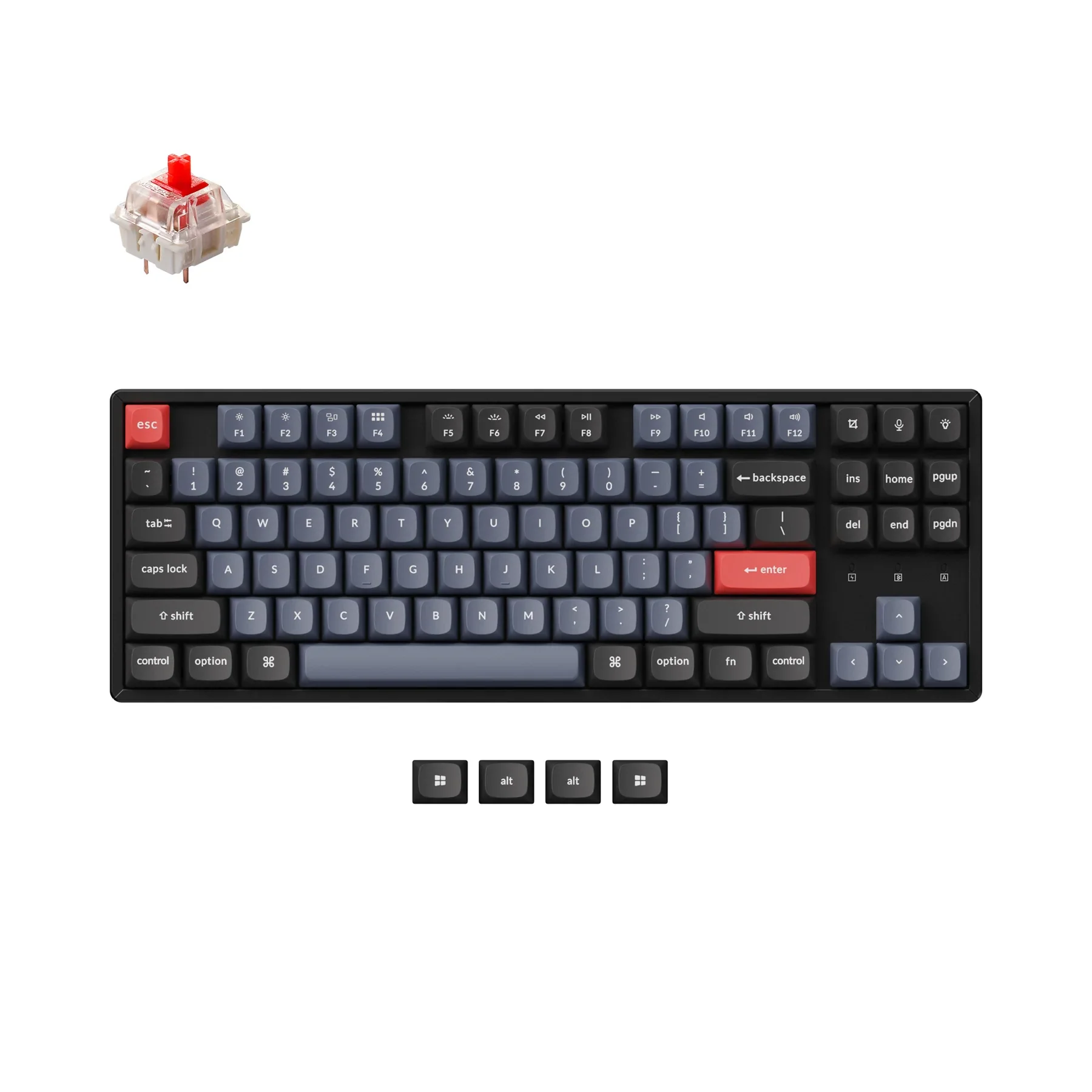 Keychron k8 pro qmk/através do teclado mecânico sem fio totalmente montado quente swappable com interruptor gateron g pro