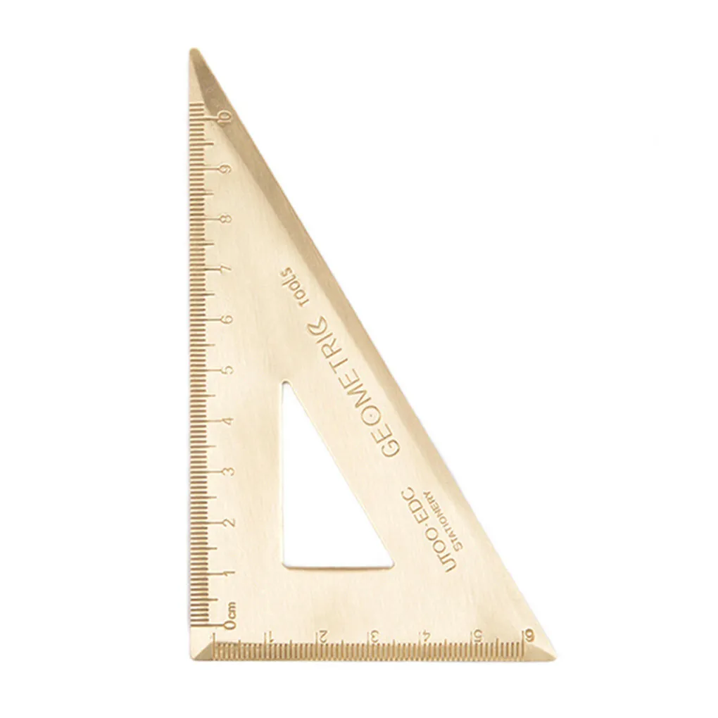 

Brass Triangular Ruler 180 Degree Protractor Construction Sketch Geometric Figure Drawing Tool Measuring Ruler