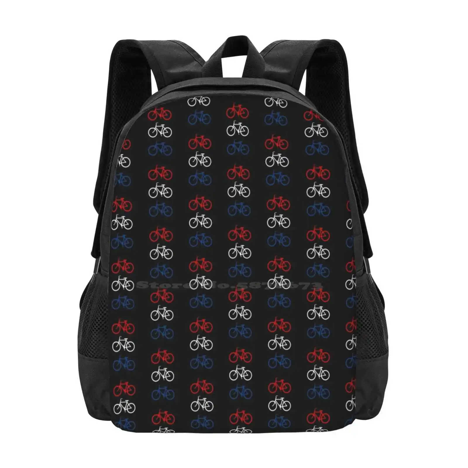 

Bicycle Design 2 Red White Blue New Arrivals Unisex Bags Student Bag Backpack Bikes Bicycle Black Red White Blue England