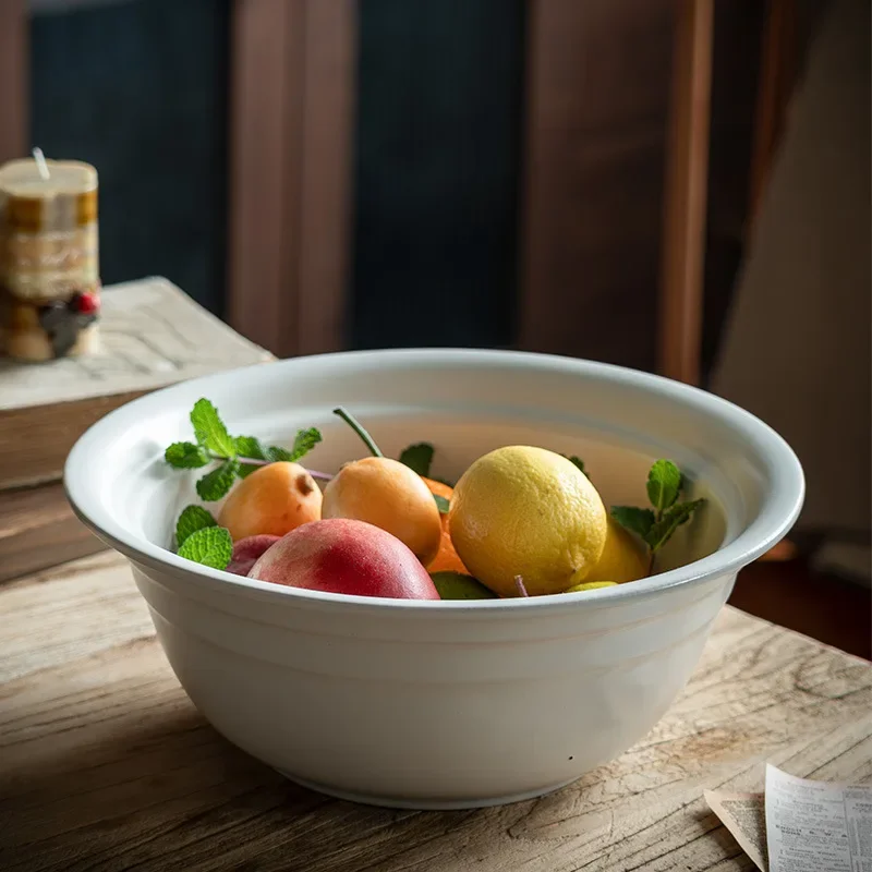 Толстая матовая большая миска для супа и фруктов бытовая однотонная