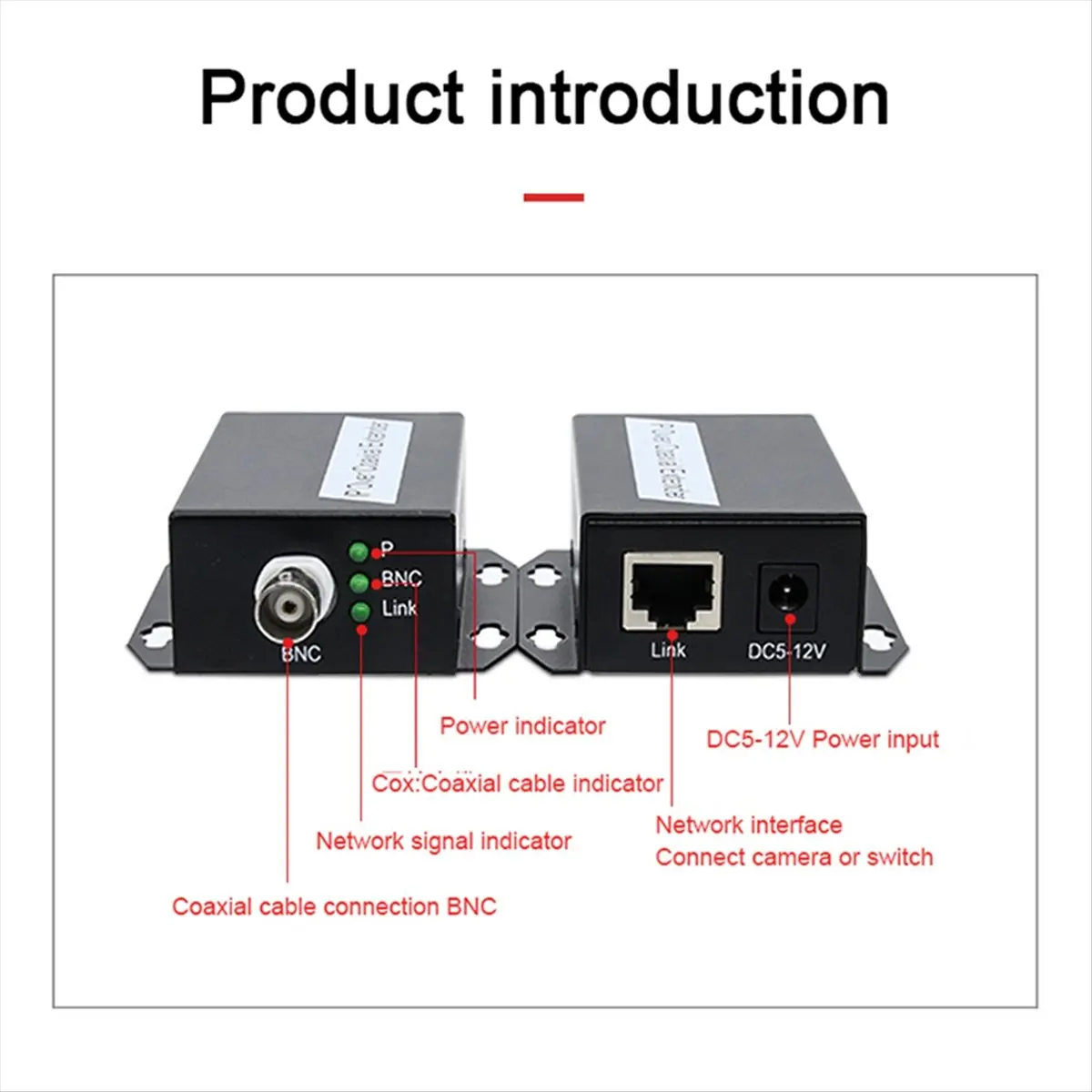 Фото (N11R) Комплект для передачи Ethernet/IP-сигнала по коаксиальному кабелю (EoC) на 1 пару, удлинитель HD-сети, коаксиальный кабельный удлинитель, вилка стандарта США №3