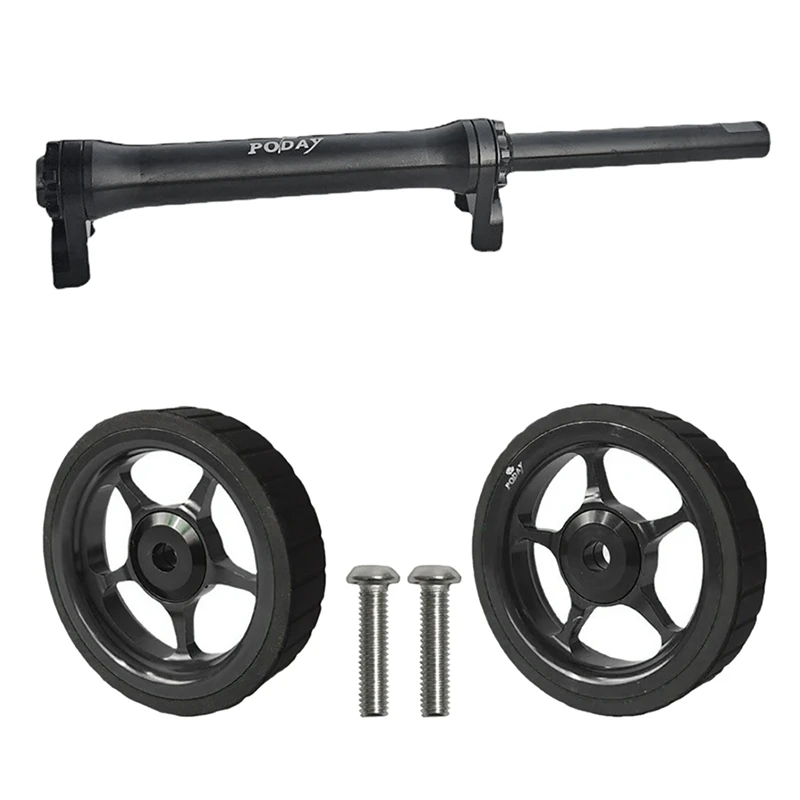 

PODAY Folding Bike Easy Wheel Extension Bar With Easy Wheel For Brompton Bearing Widening Thickening Bicycle Rear