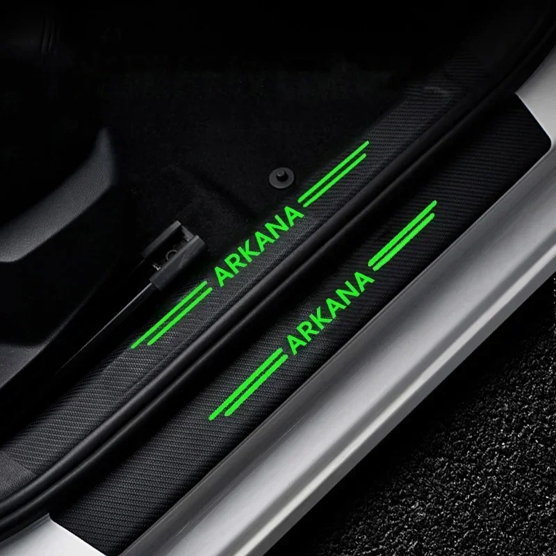 Фото Светящиеся защитные наклейки на пороги автомобиля для Renault Arkana, светящиеся полосы на дверные педали и бампер багажника с логотипом №4