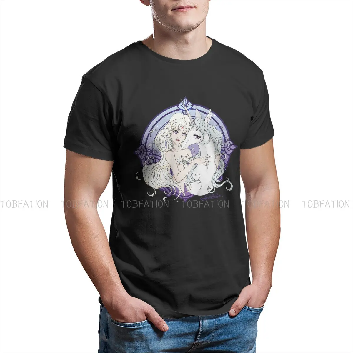 

The Two Versions Fashion TShirts The Last Unicorn Peter S. Beagle Magic Men Graphic Pure Cotton Tops T Shirt O Neck Oversized