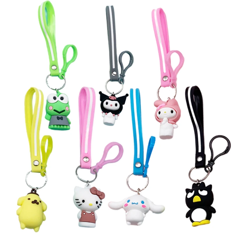 

Sanrioed Melody Kuromi Cinnamoroll Keychains Car Key Pendant Bag Ornament Cartoon Accessories Kawaii Keyring Anime Figure Buckle