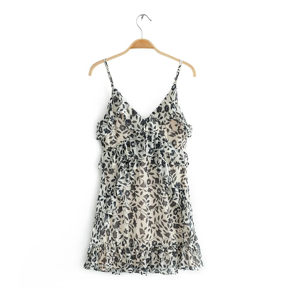 Женское летнее платье с V-образным вырезом и цветочным принтом - купить по