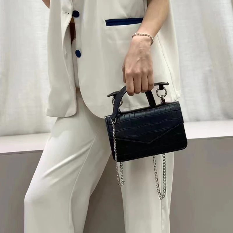 Fashion Lady Crocodile Leather Bag Tote Cow Split Leather Shoulder Bag Luxury Design Small Tote Purse Handbag