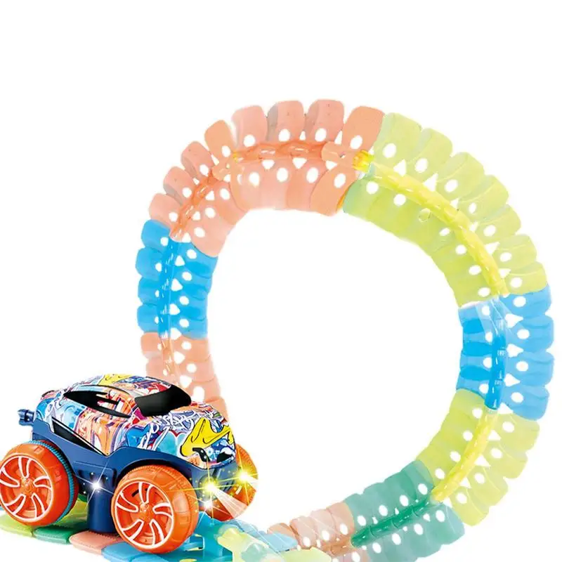 

Flexible Race Track Toy Car Track Play Set with LED Glow Tracks Racing Set Light Up Car Track Toys Gifts for Girls Boys